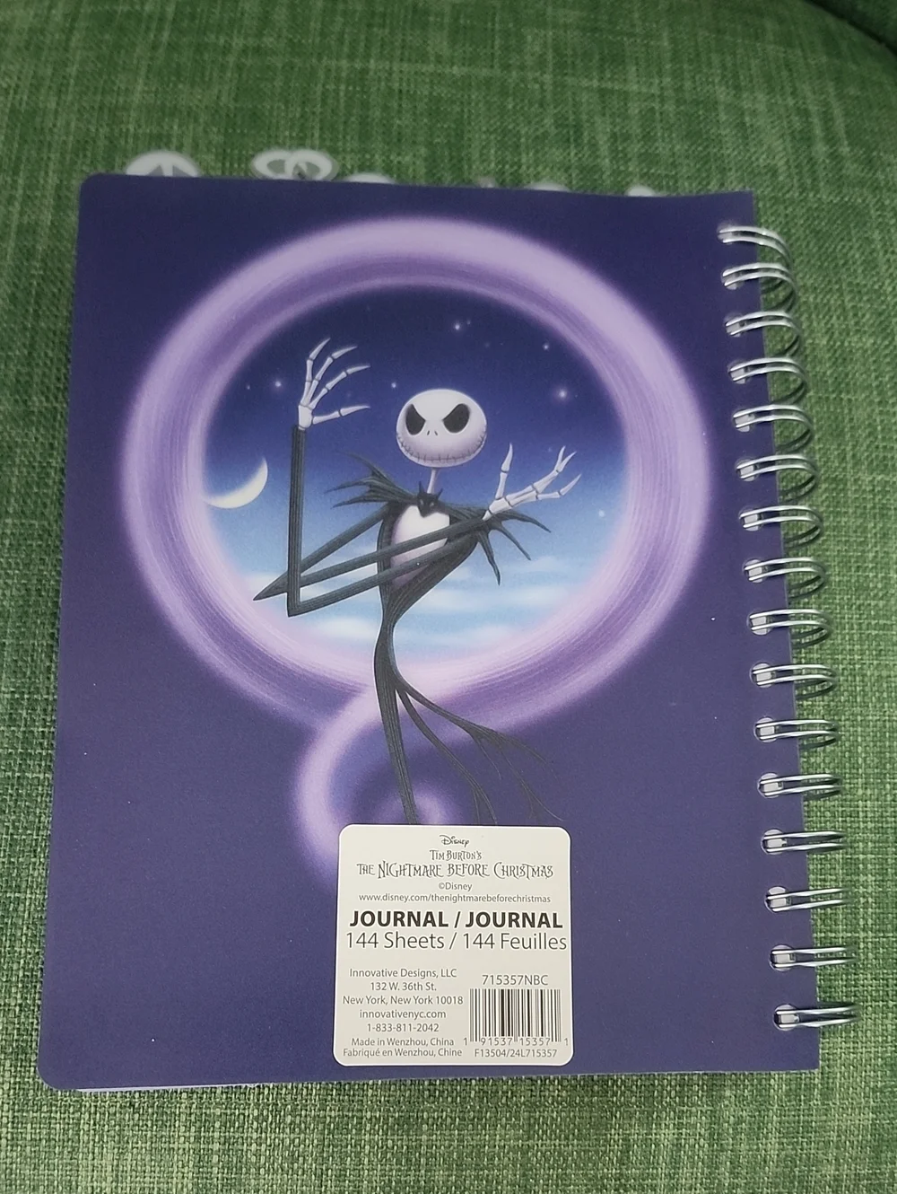 Purple Jack Skellington Spiral Notebook